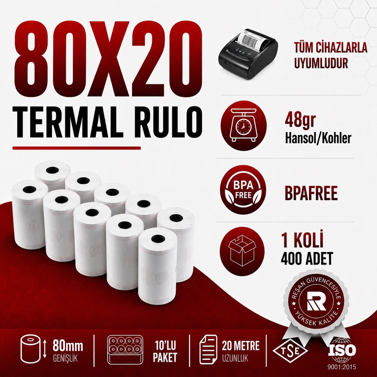 80X20 TERMAL RULO 20 MT