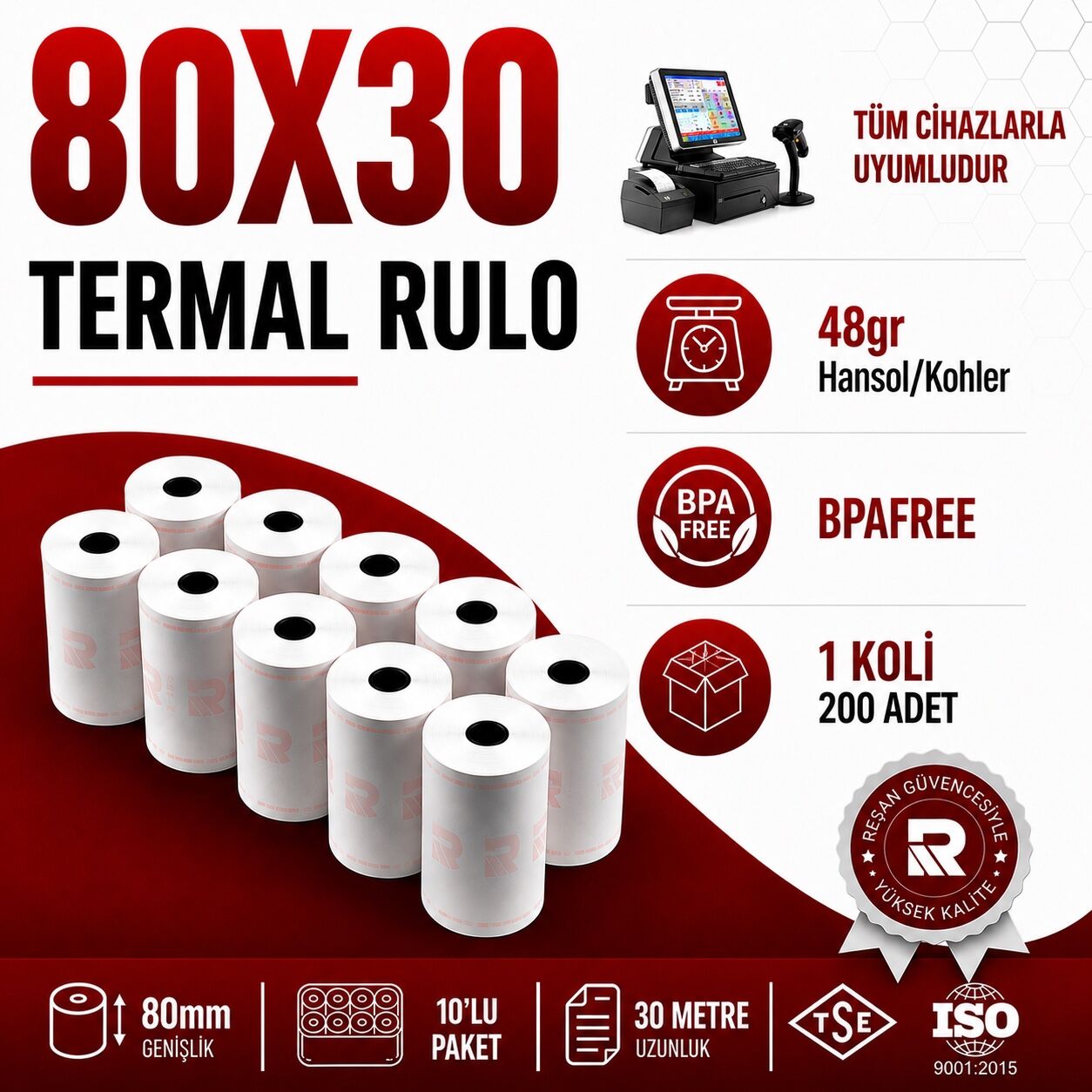 80X30 TERMAL RULO 30 MT