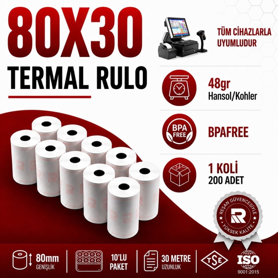 80X30 TERMAL RULO 30 MT