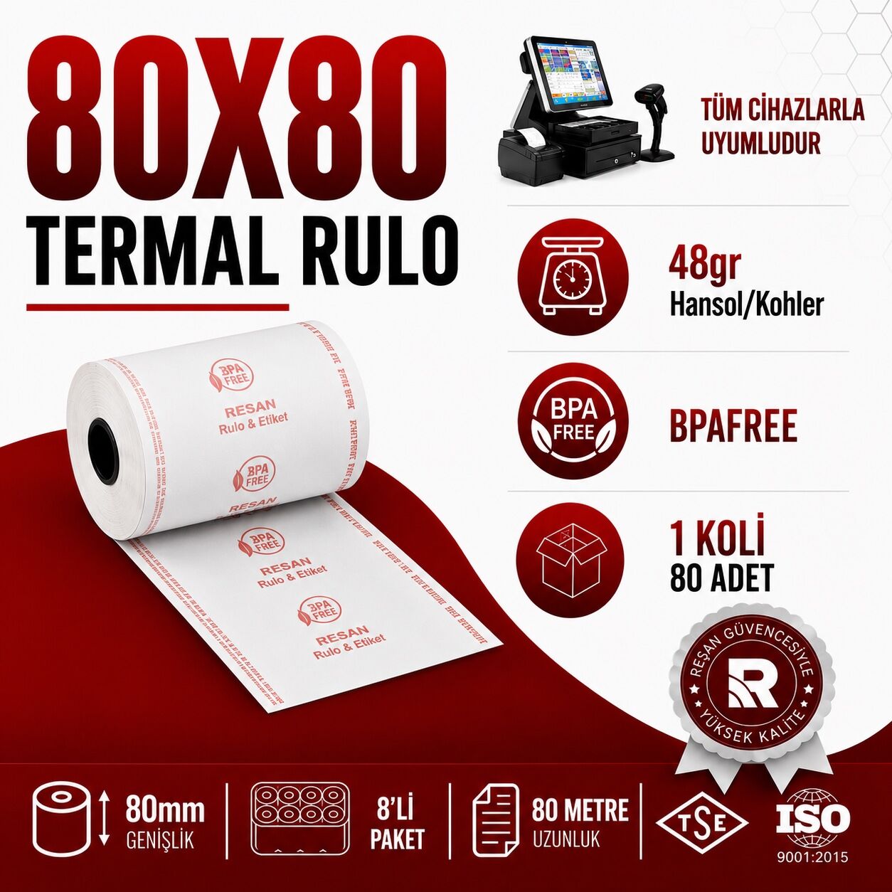 80X80 TERMAL RULO 80 MT
